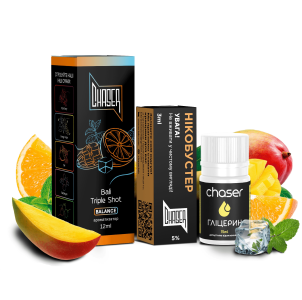 Chaser Black Bali Triple Shot 30мл (Манго Маракуя Апельсин М'ята) | Набір для самозaмісу (сольовий нікотин)