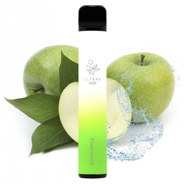 Elf Bar 2000 Sour Apple (Кислое яблоко) | Одноразовая электронная сигарета