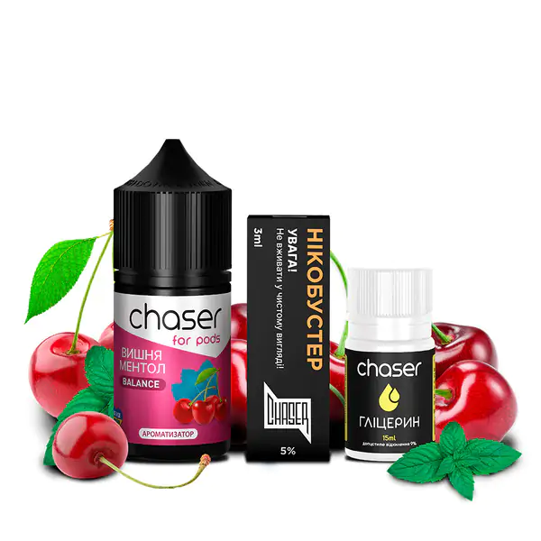 Chaser For Pods Cherry Menthol 30мл (Вишня Ментол) | Набор для самозамеса (солевой никотин)