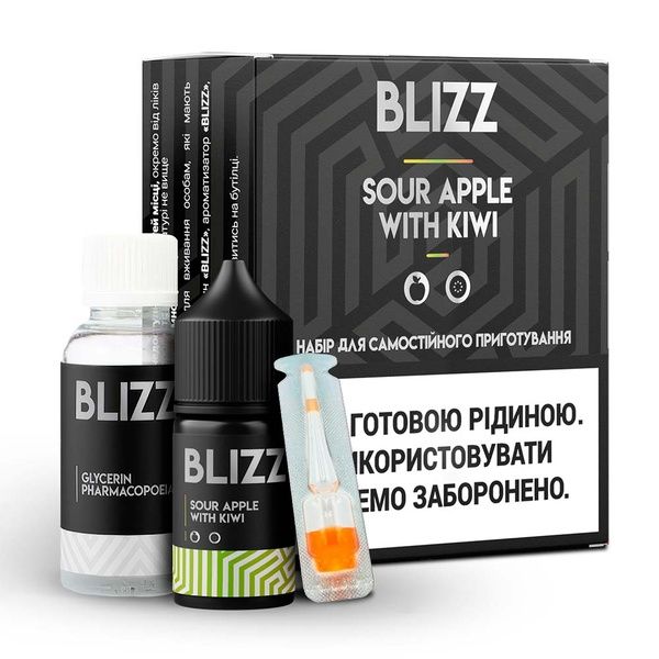 Blizz Sour Apple with Kiwi 30мл (Кислое Яблоко с Киви) | Набор для самозaмеса (солевой никотин)