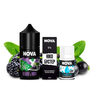 Nova Berry Mint 30 мл (Ягоди з м'ятою) | Набір для самозамісу (сольовий нікотин)