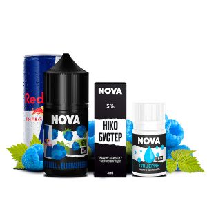 Nova RedBull Blue Raspberry 30 мл (Малиновий енергетик) | Набір для самозамісу (сольовий нікотин)