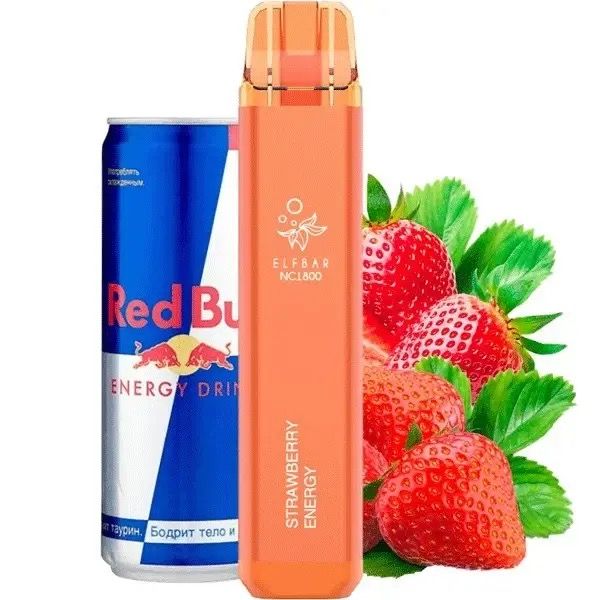 Elf Bar 1800 Strawberry Energy (Полуничний енергетик) | Одноразова електронна сигарета