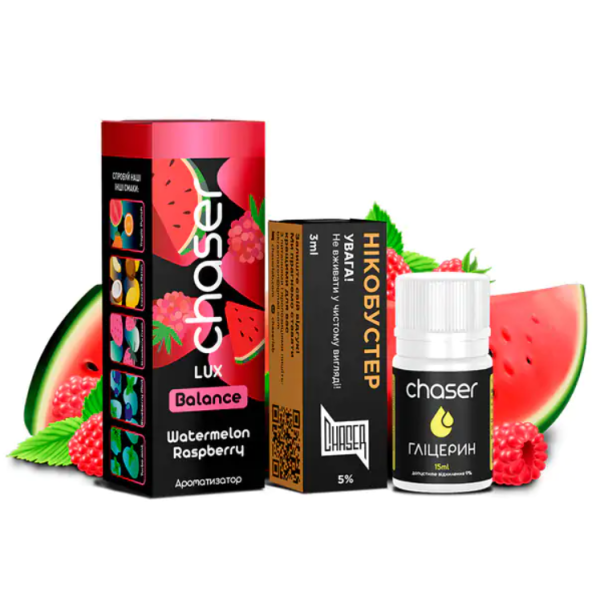 Chaser LUX Watermelon Raspberry 30мл (Арбуз Малина) | Набор для самозамеса (солевой никотин)