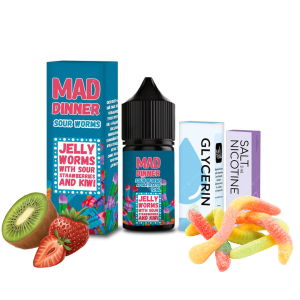 Mad Dinner Salt Sour Worms 30мл (Желейки) | Набір для самозaмісу (сольовий нікотин)